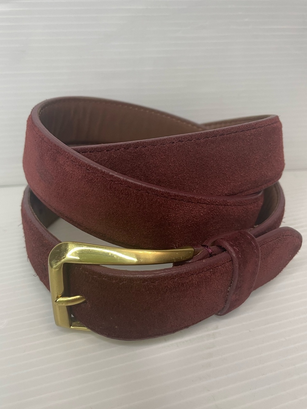 Jay Butler Maroon Suede Leather Belt Size 36